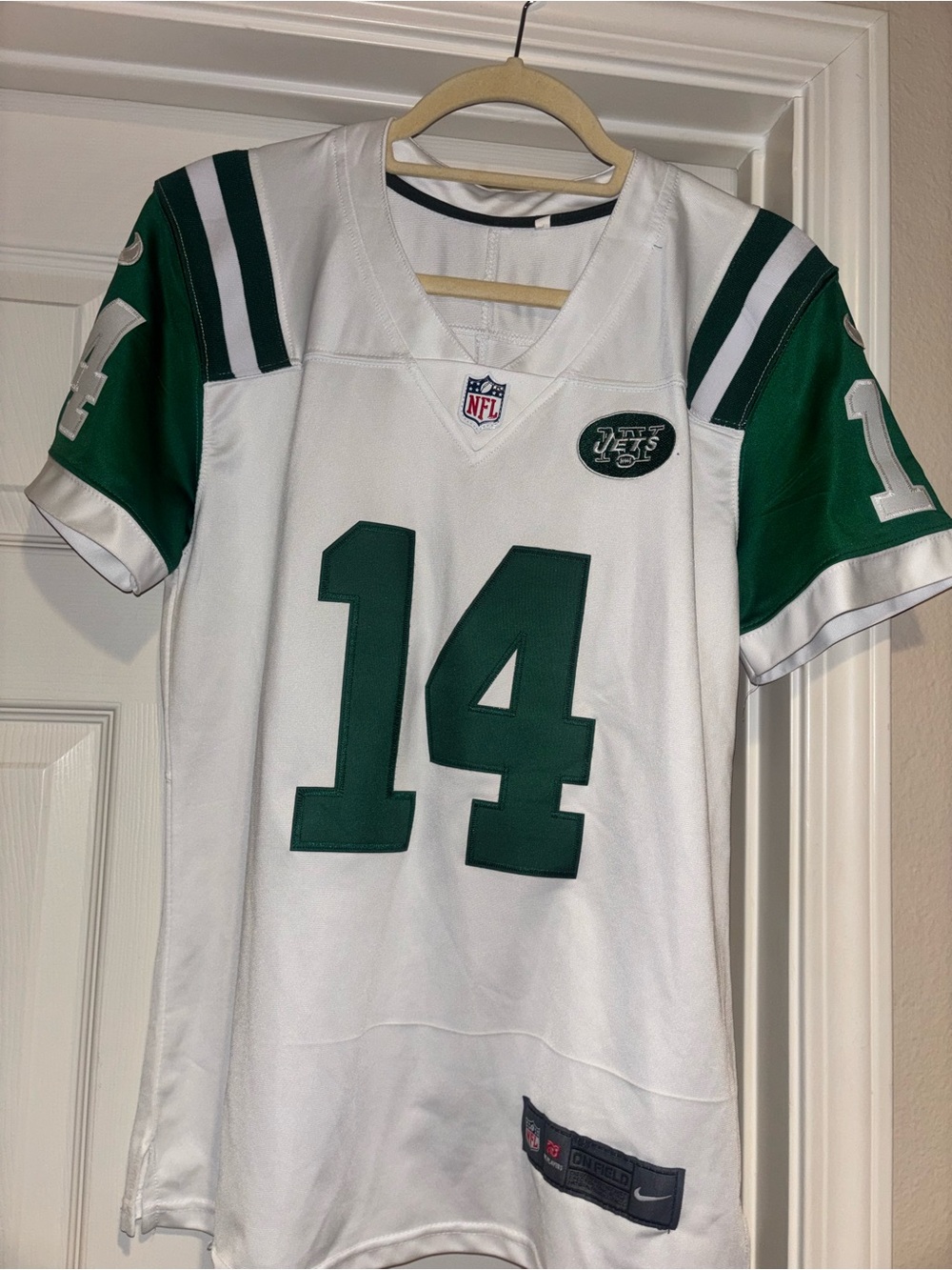 New York Jets #14 White & Green NFL Jersey Women’s L